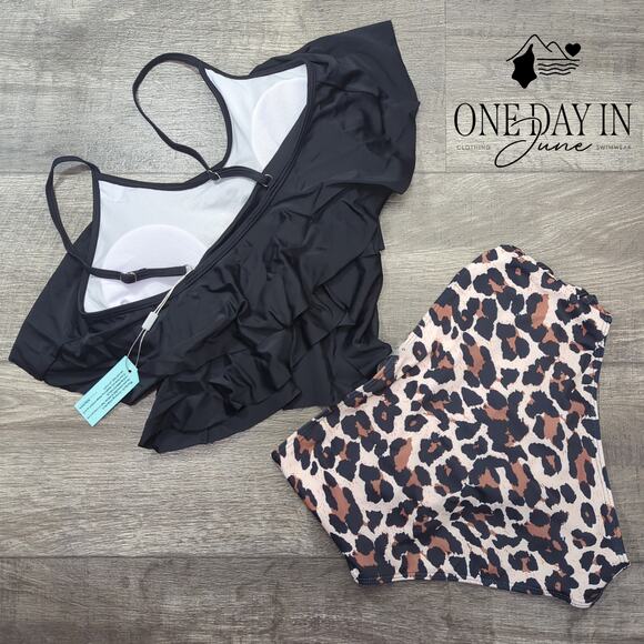 Adisputent Flounce High Waist Bikini Swimsuit Size M - Picture 7 of 7